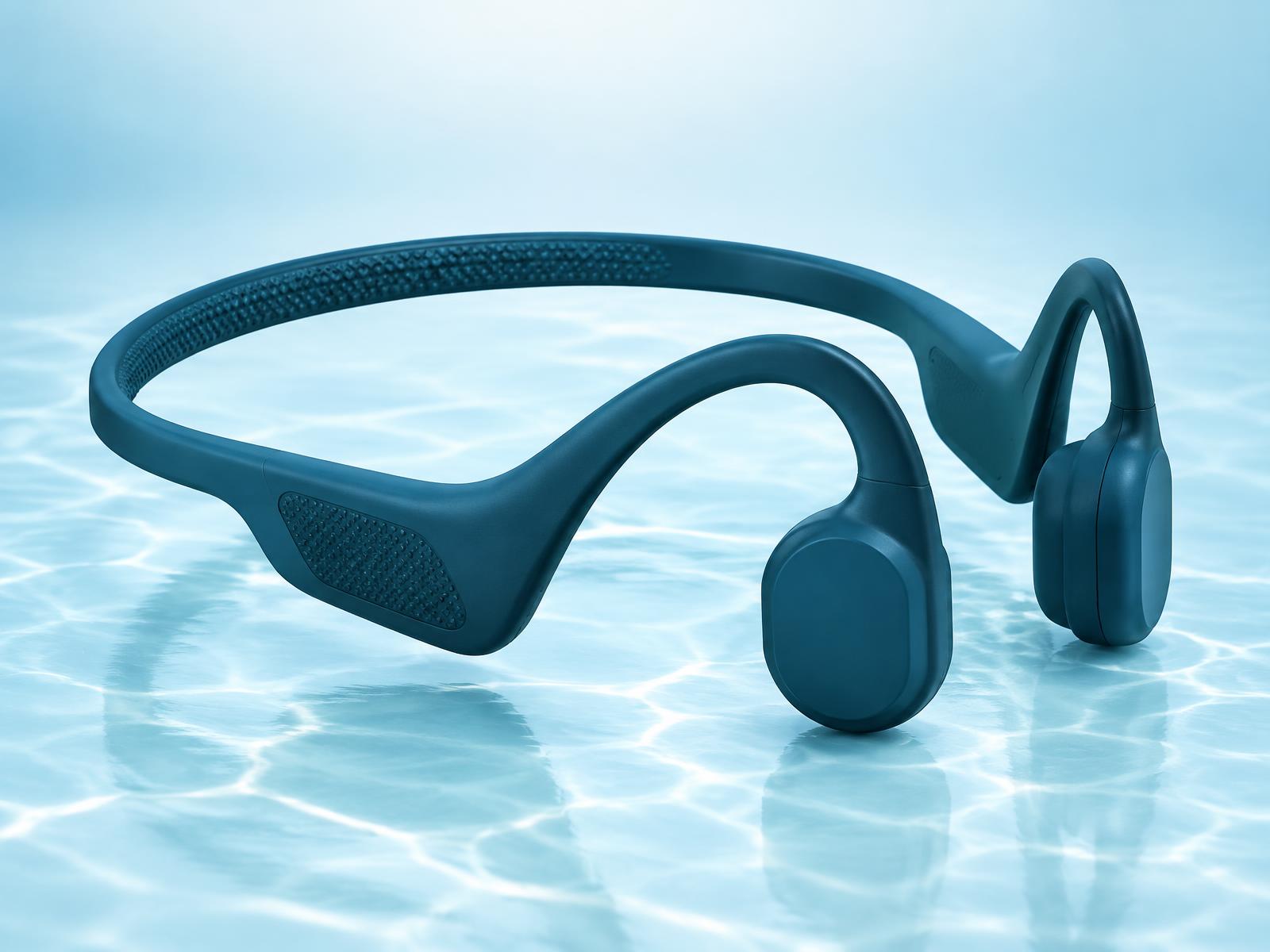 The Aquaband bone conduction swimming headband in deep teal